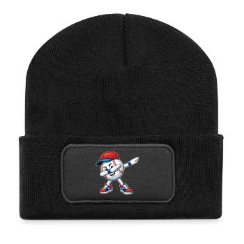 Dabbing Baseball - Recycelte Patch Beanie - Schwarz - Vorne