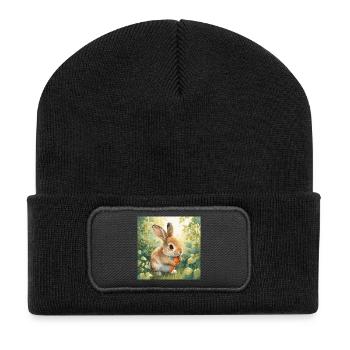 Niedlicher Hase  - Recycelte Patch Beanie - Schwarz - Vorne