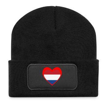 Nederland Hart – Liefde voor Nederland - Recycled Patch Beanie - black - Front