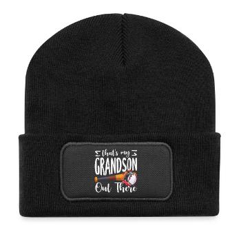 Das ist mein Enkel da draußen Baseball - Recycelte Patch Beanie - Schwarz - Vorne