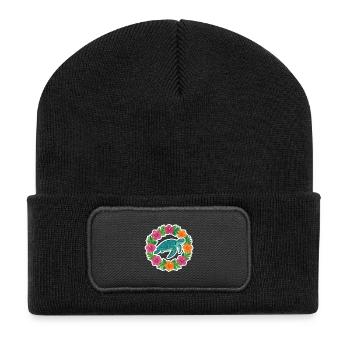 Turtle in Hibiscus Circle - Recycled Patch Beanie - black - Front