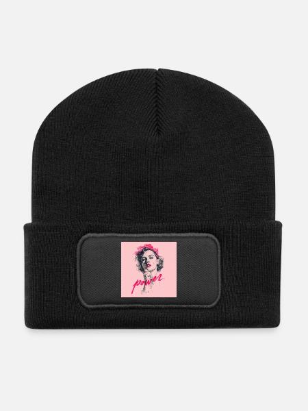Female Power Illustration - Recycelte Patch Beanie - Schwarz