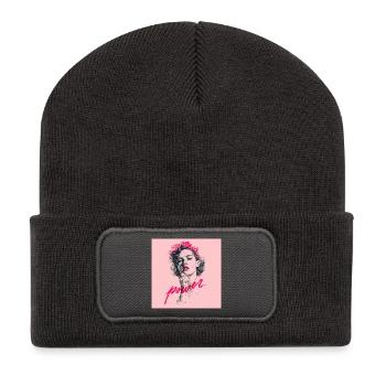 Female Power Illustration - Recycelte Patch Beanie - Dunkelgrau - Vorne
