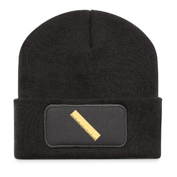 Art au trait de la règle diagonale - Beanie recyclé à patch - charbon - Devant