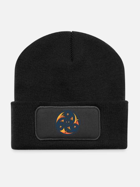 Blue Breton Triskell - Recycled Patch Beanie - black