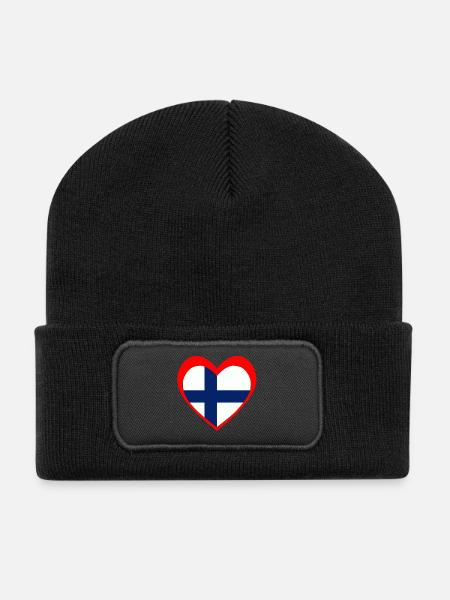 Suomi Sydän – Rakkaus Suomeen - Recycelte Patch Beanie - Schwarz