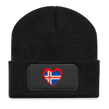 Ísland Hjarta – Ást til Íslands - Beanie recyclé à patch - noir - Devant