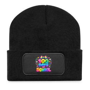 100 Tage Magische Regenbogenschule - Recycelte Patch Beanie - Schwarz - Vorne