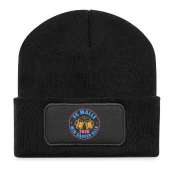 Malle 2026 FC Malle wir saufen alle - Recycelte Patch Beanie - Schwarz - Vorne