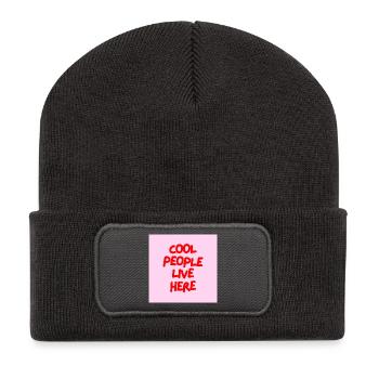Minimalist COOL PEOPLE LIVE HERE Graphic Tee Desgn - Beanie recyclé à patch - charbon - Devant