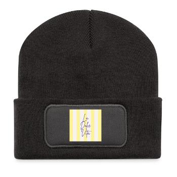 Minimalistisches LA DOLCE VITA Grafik-T-Design - Recycelte Patch Beanie - Dunkelgrau - Vorne