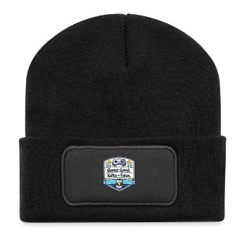 Gamer-Level Kaffee Fokus Patch - Recycelte Patch Beanie - Schwarz - Vorne