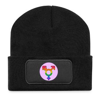 Transgender Pride Rainbow Symbol - Recycled Patch Beanie - black - Front