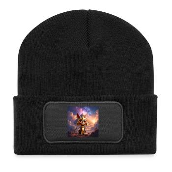 Pharaon Cat devant la pyramide - Beanie recyclé à patch - noir - Devant