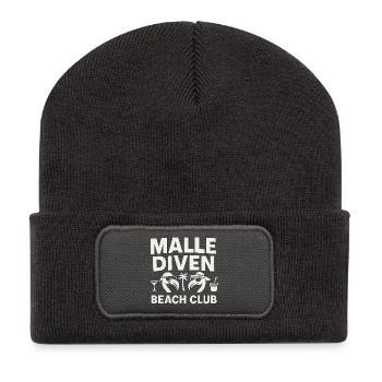 Malle Diven Beach Club Flamingo Mallorca Party - Recycelte Patch Beanie - Dunkelgrau - Vorne