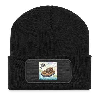 Steampunk-Luftboot-Flussjagd - Recycelte Patch Beanie - Schwarz - Vorne