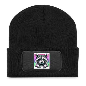 Raton laveur - Beanie recyclé à patch - noir - Devant