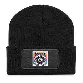 Raton laveur - Beanie recyclé à patch - noir - Devant