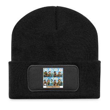 Une bande dessinée de pêche relaxante : leçon de grande prise - Beanie recyclé à patch - noir - Devant