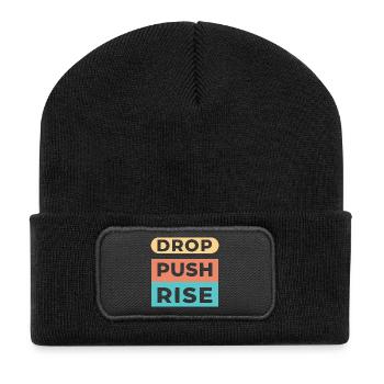 Drop Push Rise-Pastel - Recycelte Patch Beanie - Schwarz - Vorne