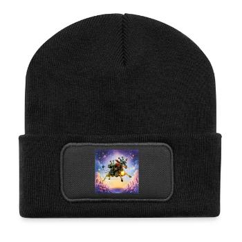 Rocket giraffe with heart - Recycled Patch Beanie - black - Front