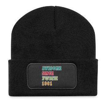 Seit Juni 1961 Vintage Jubiläum - Recycelte Patch Beanie - Schwarz - Vorne