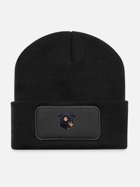 We can ROLL it! White - Recycled Patch Beanie - black