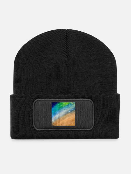Color flow and gold lines - Recycled Patch Beanie - black