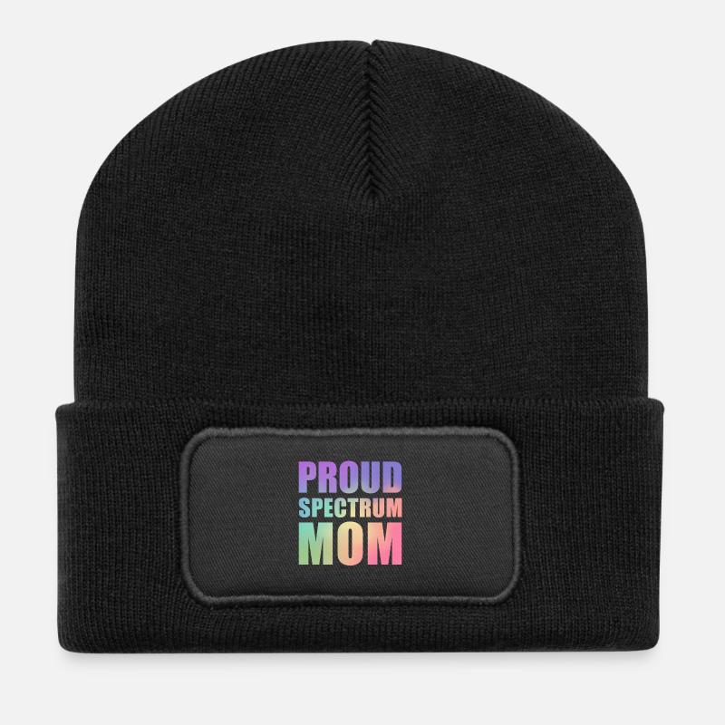 Proud Spectrum Mom - Recycled Patch Beanie - black