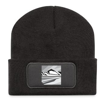 Montagnes géométriques - Beanie recyclé à patch - charbon - Devant