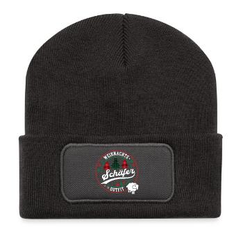 Schäfer Weihnachten Schäferei Schaf Hirte Tierwirt - Recycelte Patch Beanie - Dunkelgrau - Vorne