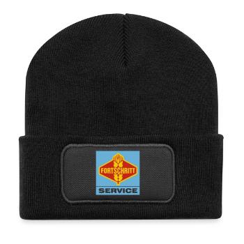 Fortschritt_DDR_Service_3 - Recycelte Patch Beanie - Schwarz - Vorne