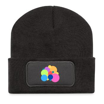 Verspielte Farbpunkte - Recycelte Patch Beanie - Dunkelgrau - Vorne