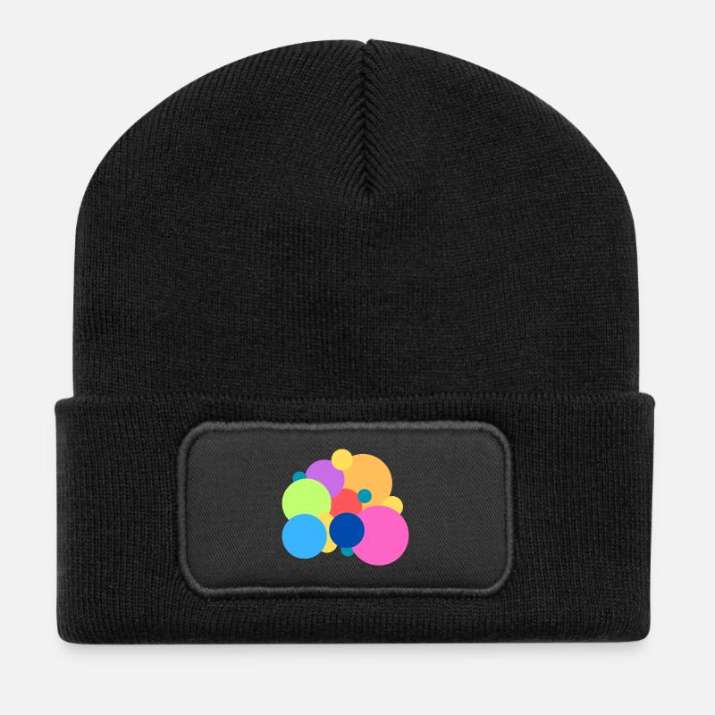 Verspielte Farbpunkte - Recycelte Patch Beanie - Schwarz