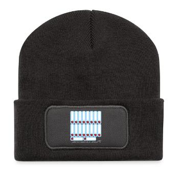 DIY Schulaufkleber Marienkäfer - 18 er Set - blau - Recycelte Patch Beanie - Dunkelgrau - Vorne