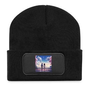 Heart sound in the cherry blossom light - Recycled Patch Beanie - black - Front