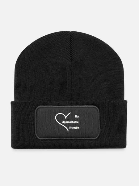 Flirtende Introvertierte Schüchtern Freundlich Zugänglich - Recycelte Patch Beanie - Schwarz