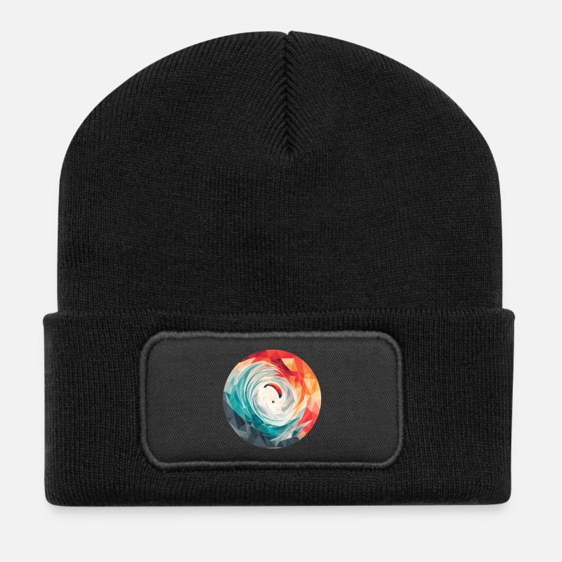 Geometric Vortex Paragliding - Recycled Patch Beanie - black