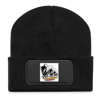 Horde de bisons en mouvement - Beanie recyclé à patch - noir - Devant