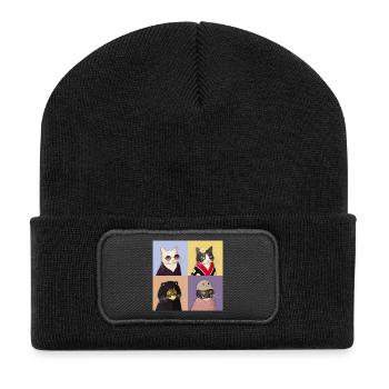 Cat Couture Quartet - Recycled Patch Beanie - black - Front