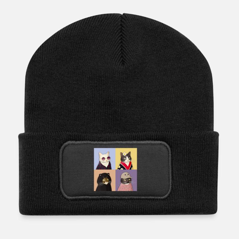 Quatuor Couture Cat - Beanie recyclé à patch - noir