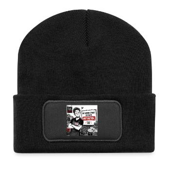 „Suchen Sie etwas? – Nein, ich trainiere nur meine - Recycelte Patch Beanie - Schwarz - Vorne