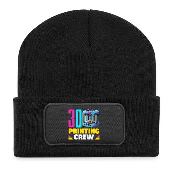 3D Printing Crew Maker Space Robotics Team Funny - Recycled Patch Beanie - black - Front