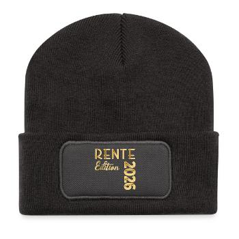 Rente 2026 Rentnergeschenke - Recycelte Patch Beanie - Dunkelgrau - Vorne