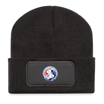 Koi YinYang Kreisdesign - Recycelte Patch Beanie - Dunkelgrau - Vorne