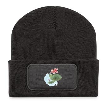 Water Lily Watercolor Blossom Magic - Recycled Patch Beanie - dark grey - Front