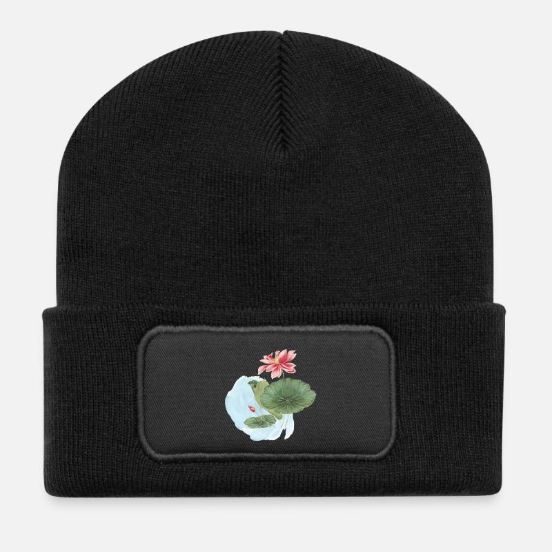 Magie de la Fleur d’Aquarelle en Nénuphar - Beanie recyclé à patch - noir