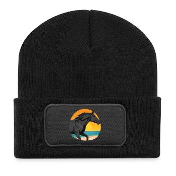 Un cheval Abaga au galop devant un soleil couchant - Beanie recyclé à patch - noir - Devant