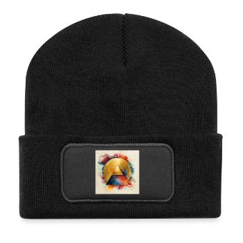 Golden triangle in colorful aura - Recycled Patch Beanie - black - Front