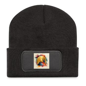 Triangle doré dans une aura colorée - Beanie recyclé à patch - charbon - Devant